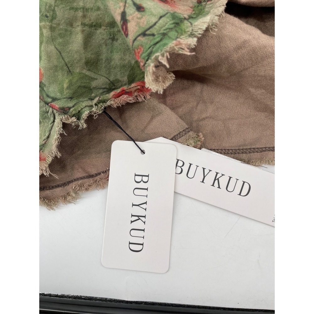 Shabby Chic Top Womens XL Olive Pink Floral 100% Cotton Cottage Country Boho NEW - Picture 7 of 9